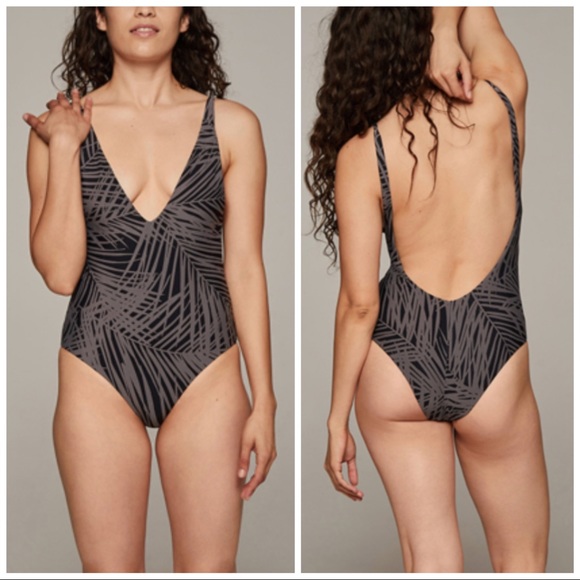 Kikirio Other - •KIKIRIO• Jet Palm Sand Mel Plunge One Piece Swimsuit